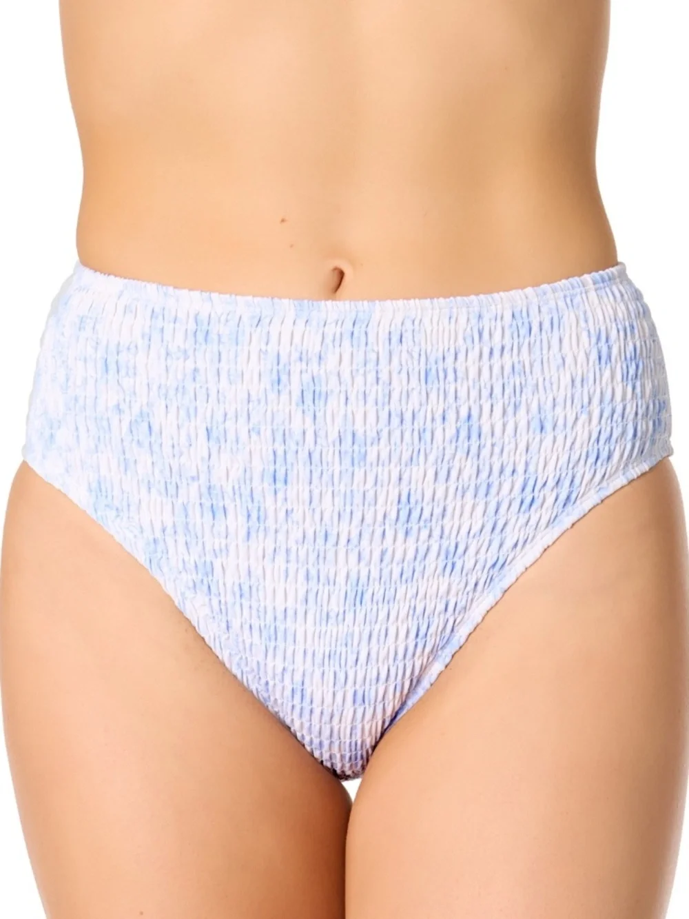 Salt + Cove Juniors' Smocked High-Waist Swim Bottoms,Toile Cornflower